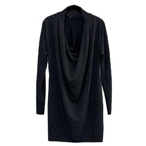 Zara knit cowl neck mini dress dark grey color size small.